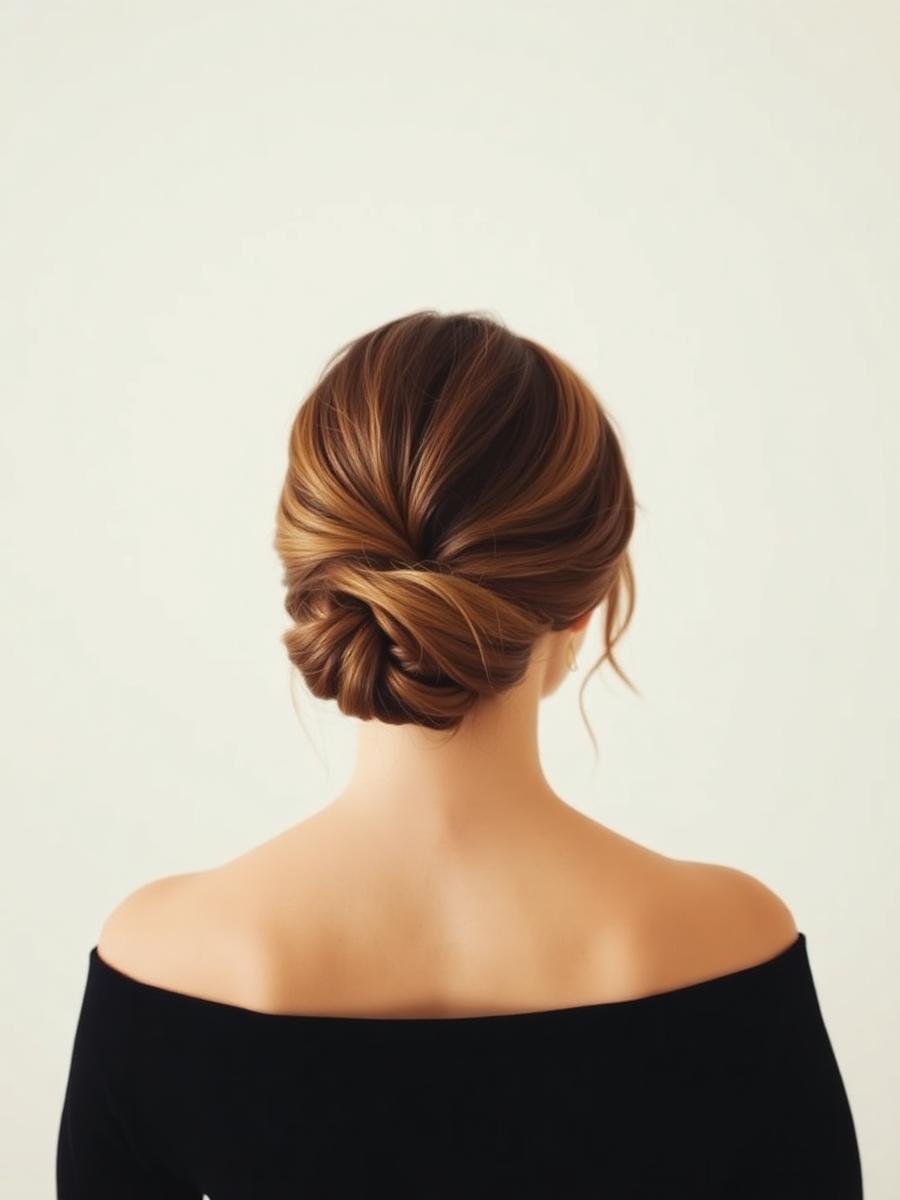 Chignon bas élégant vu de dos